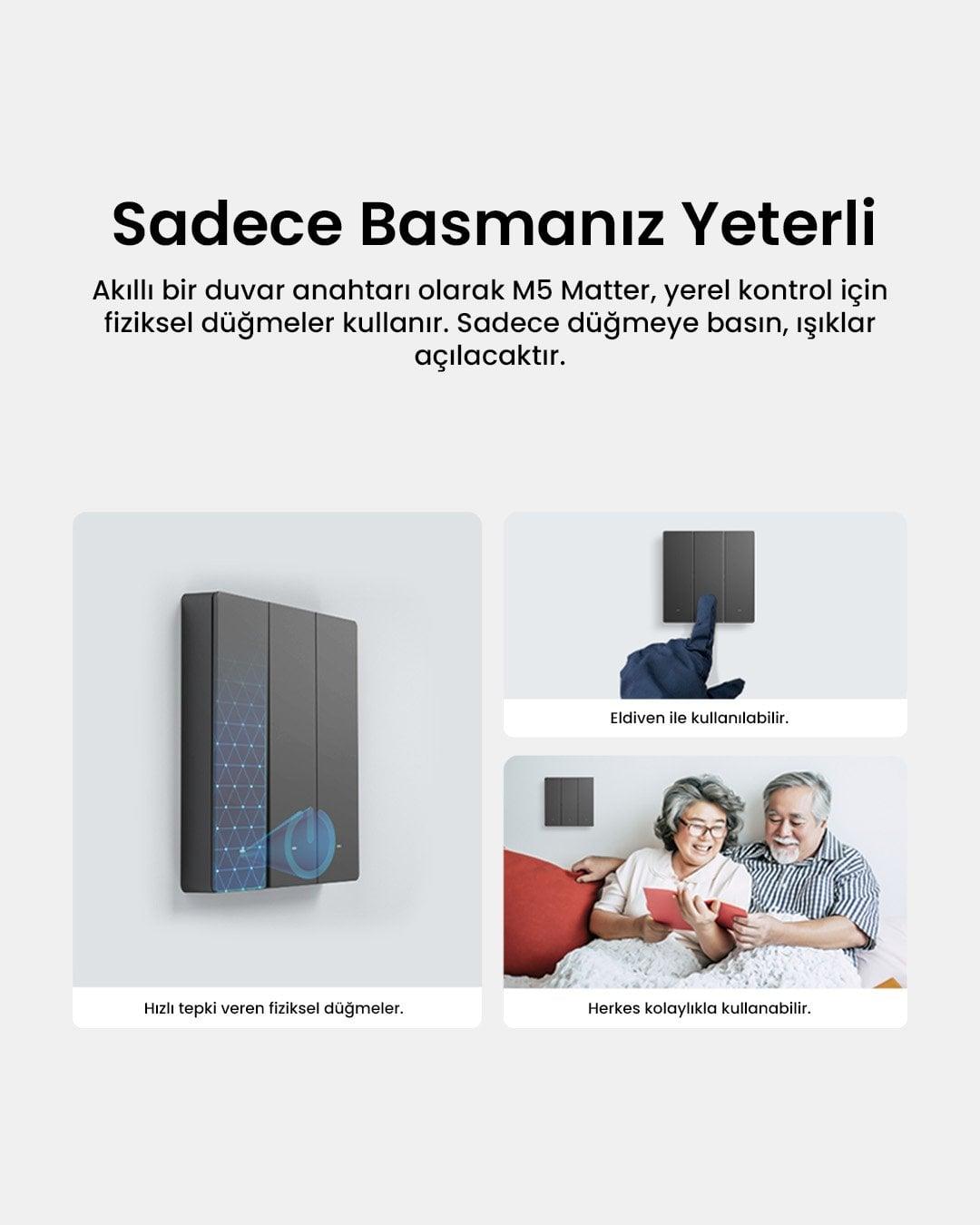 SONOFF M5 Matter Koyu Gri Akıllı Duvar Anahtarı