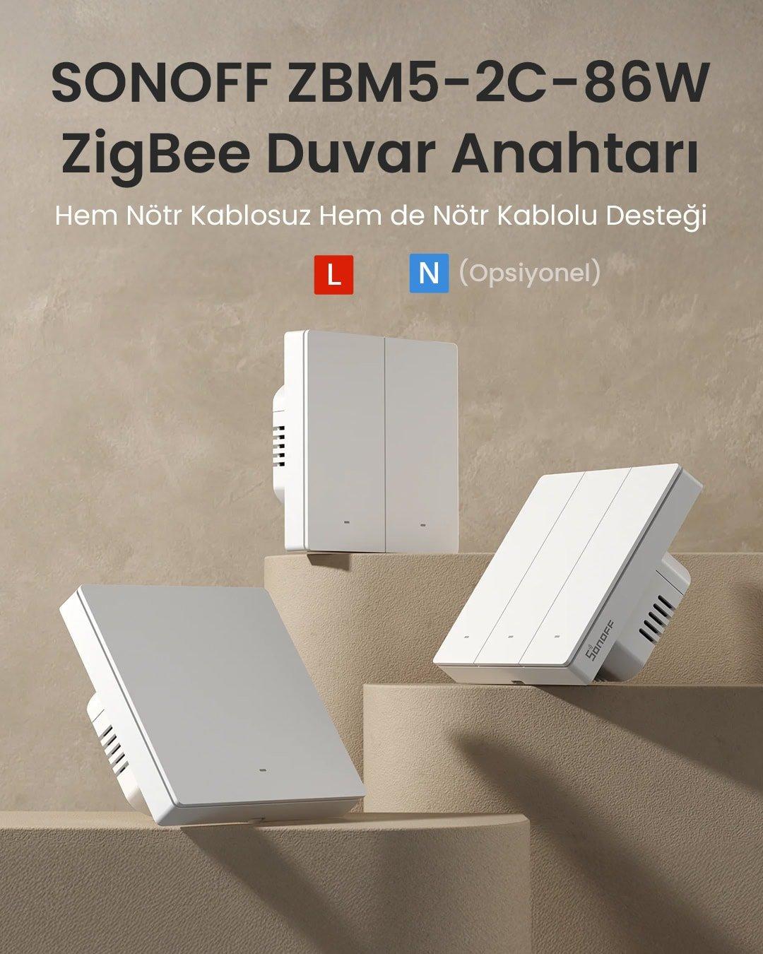 ZBM5-2c-86w ZigBee Akıllı Duvar Anahtarı Nötr ve Nötrsüz Uyumlu