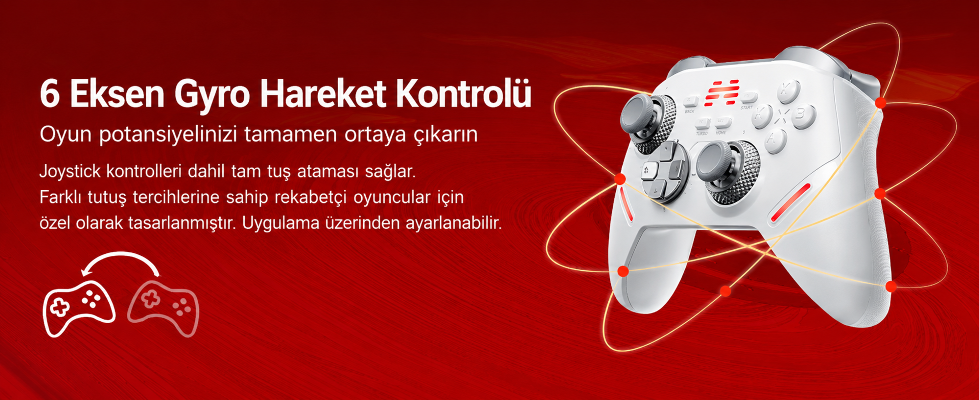 BEITONG KP40 TMR Kablosuz Beyaz Gamepad (2.4G, Bluetooth, Kablolu)