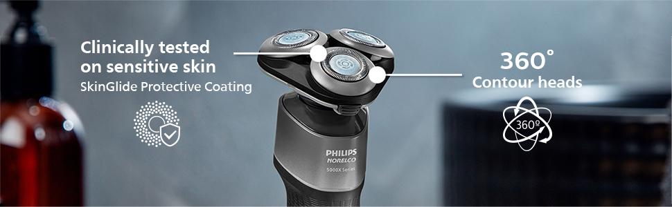 Norelco men’s electric shavers Philips Phillips Shaver X5000 blades lithium-ion battery showerproof