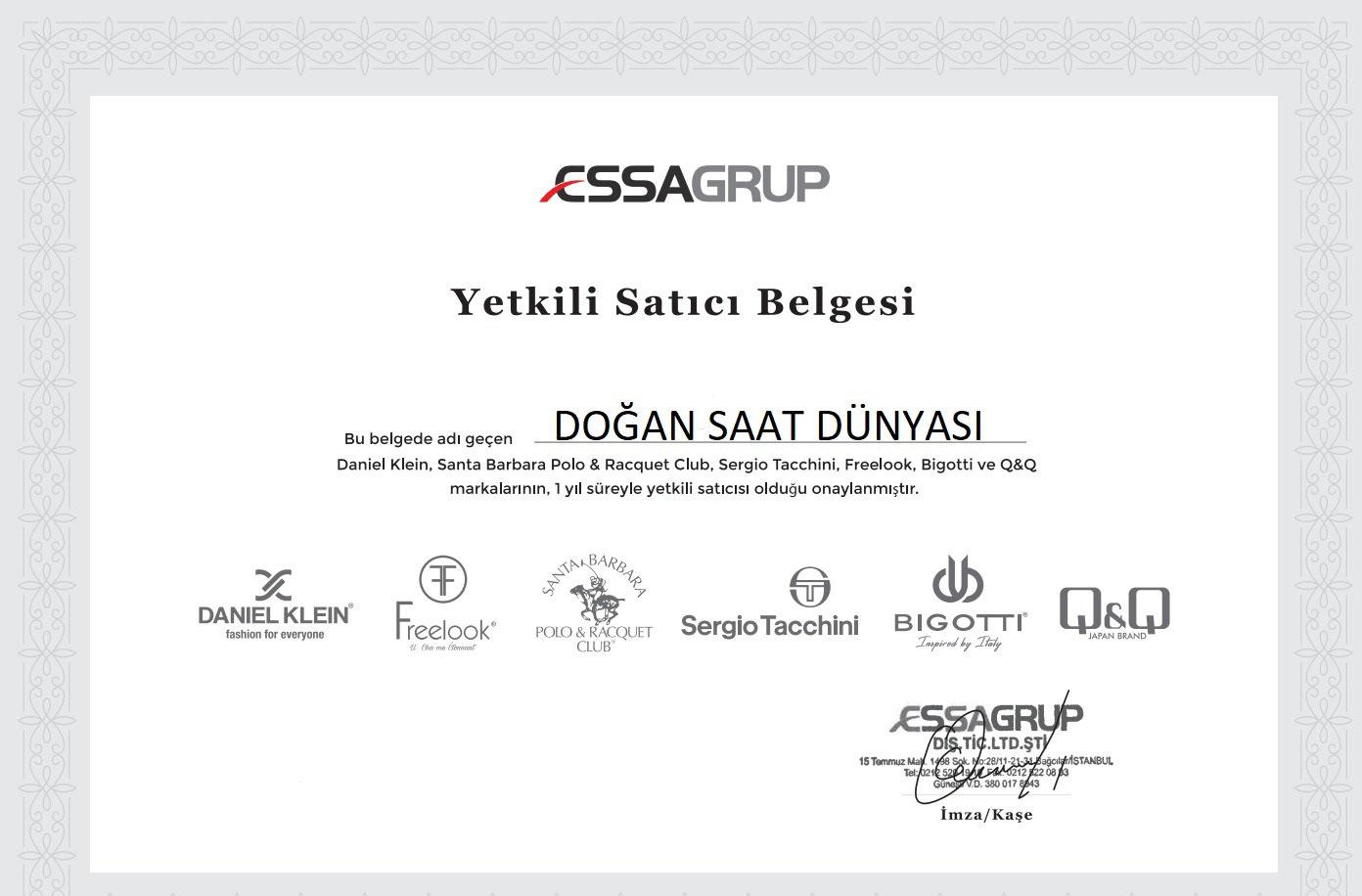 Essa yetkili bayi belgesi