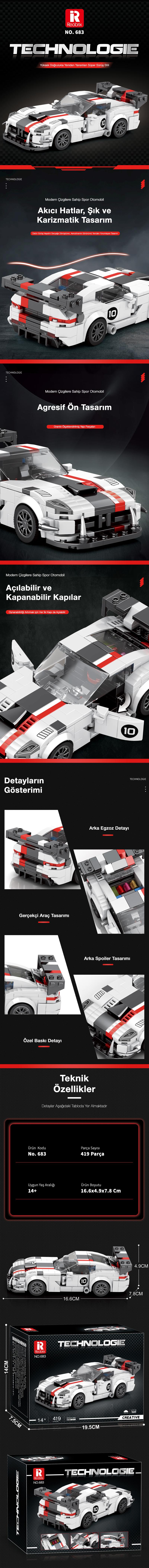 Reobrix Sports Car Dodge Viper 683 Brick Yapım Seti