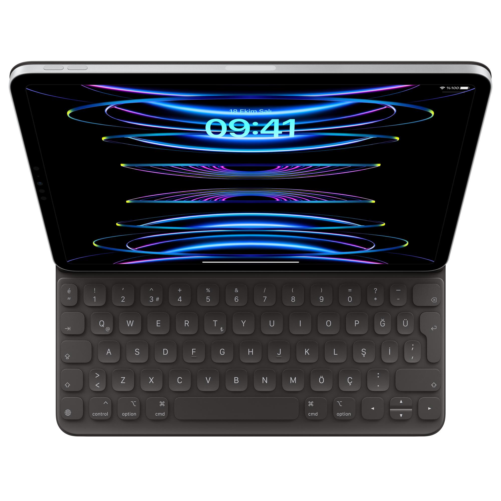 Top-down view of Smart Keyboard Folio, attached to iPad.