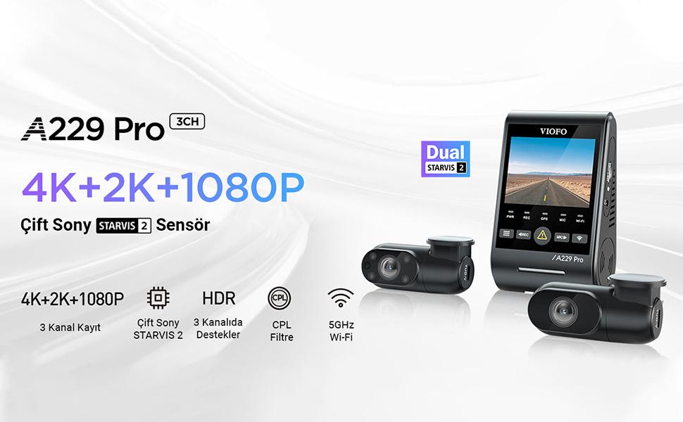 A229 pro, Araç kamerası, 4k, Wifi,