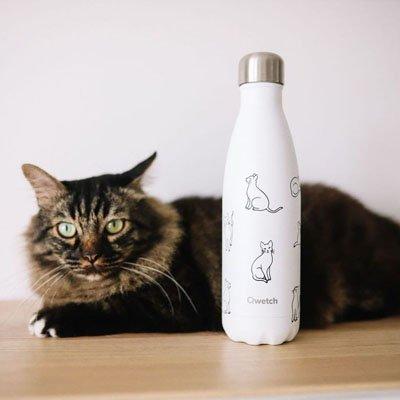Qwetch QD3373 Isı Yalıtımlı 500ml Termos - Kedi Desenli