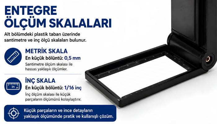 7018FX Katlanabilir ve El Tipi Işıklı Büyüteç Ölçüm Skalası