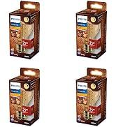 Philips Dekoratif Filament LED Ampüller E27-60W - Ekstra Sıcak Beyaz Işık - Kısılabilir - 4 Adet - J...
