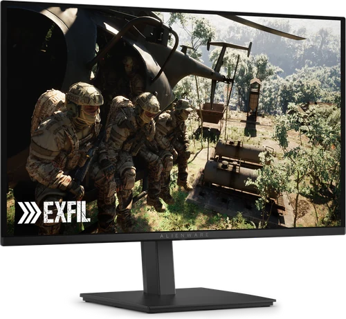 Dell Alienware AW2726DM QD-OLED oyuncu monitörü sağ açılı görünüm, oyun sahnesi