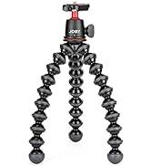 Bilyeli kafa tutuculu ve ayarlanabilir segmentli ayaklara sahip esnek siyah tripod. Kauçuk ayaklar ve kamera montajı için hızlı değiştirme plakasına sahiptir.
