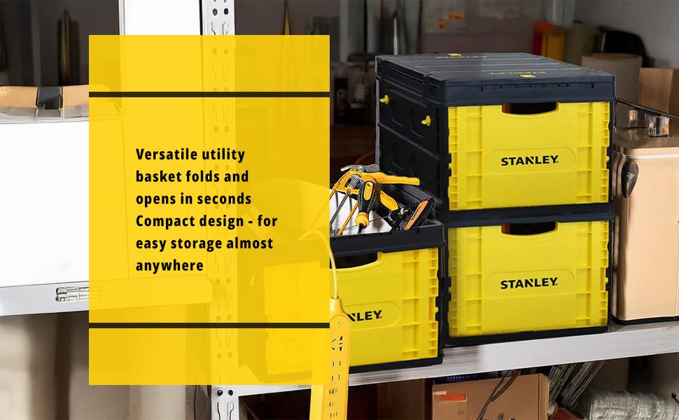 Stanley SXWT-FB533L-SP Katlanır Yardımcı Sepeti,25kg Yük Kapasitesi,ABS Kapak,Geri Çekilebilir Yerleştirme Pimleri