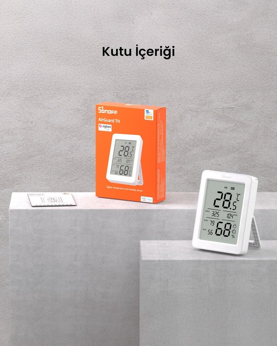 SONOFF AirGuard LCD Ekranlı Zigbee Akıllı Sıcaklık ve Nem Sensörü | SNZB-02DR2
