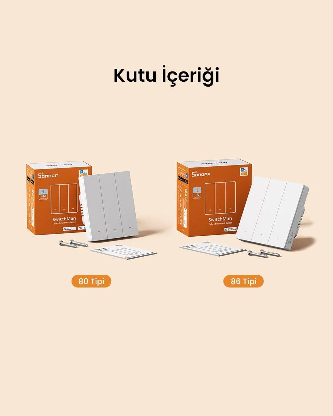 ZBM5-3c-86w ZigBee Akıllı Duvar Anahtarı Nötr ve Nötrsüz Uyumlu