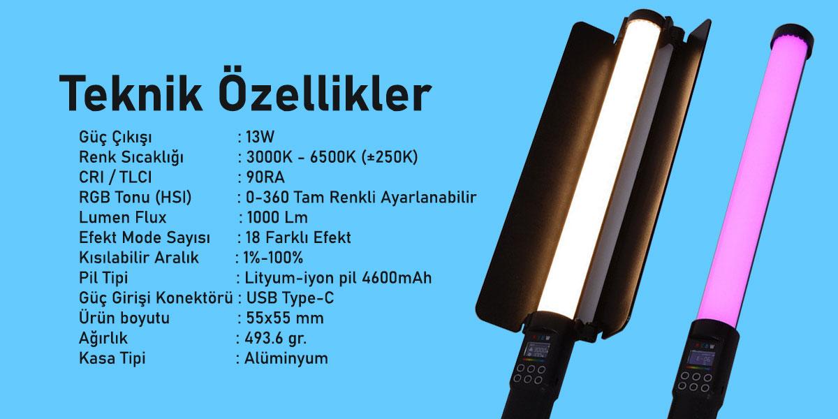 Gdx ST-50 RGB Led Çubuk Işık (Uzunluk: 50 cm)