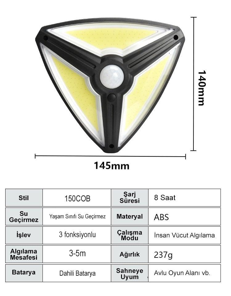 Powermaster MX-1219B 150 Cob Ledli Sensörlü 3 Modlu Solar Duvar Lambası İçerik