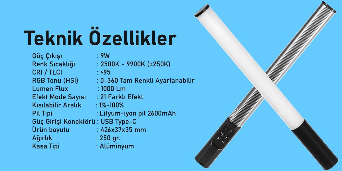 Gdx TB-40 RGB Led Tüp Işık (Uzunluk: 40 cm) Gdx TB-40 RGB Led Tüp Işık (Uzunluk: 40 cm)
