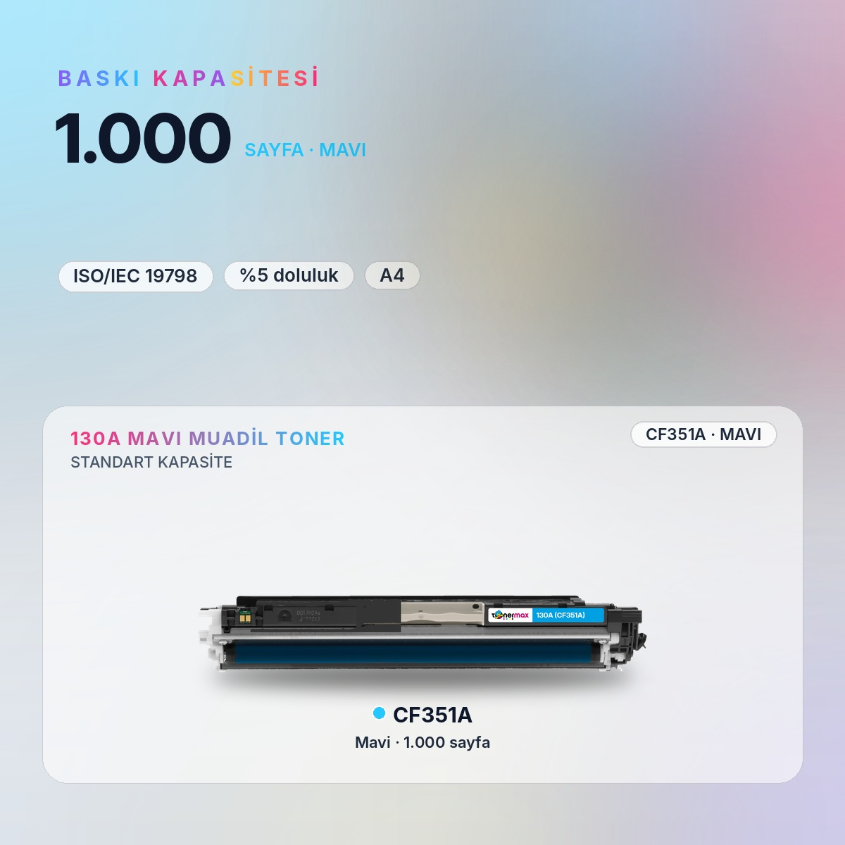 CF351A Mavi Muadil Toner baskı kapasitesi