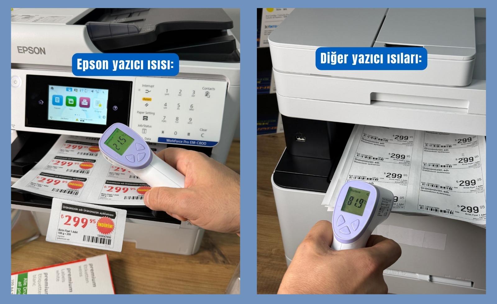 Epson inkjet düşük ısı ile etiket baskı karşılaştırması