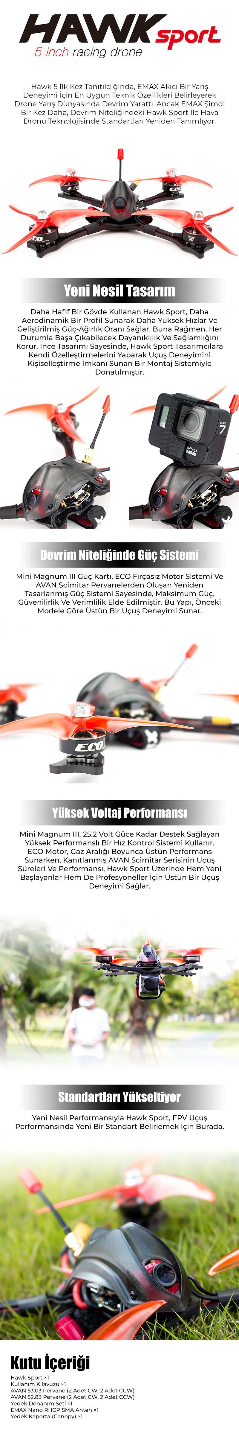 Emax Hawk Sport 5 Inch PNP Racing Drone (2400KV)