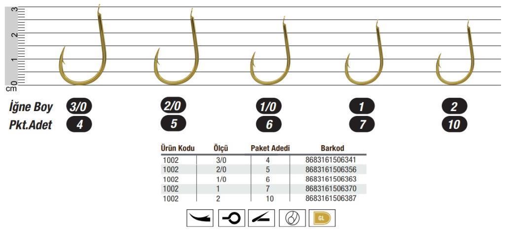 Japanese Chinu Gold 1002 W/R Çupra Mercan Sazan Olta İğnesi