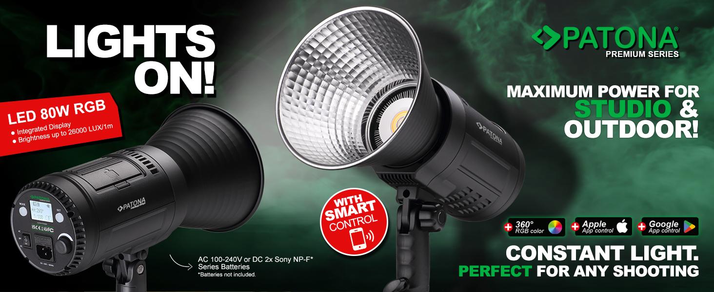 PATONA Premium LED profesyonel fotoğraf ışığı video ışığı LED 80W RGB