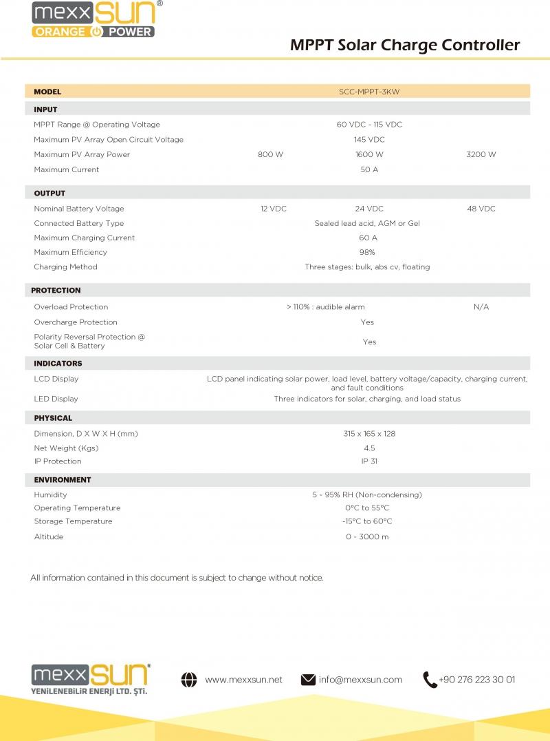 MPPT 12/24/48V 60A (SCC-MPPT-3K) - 2