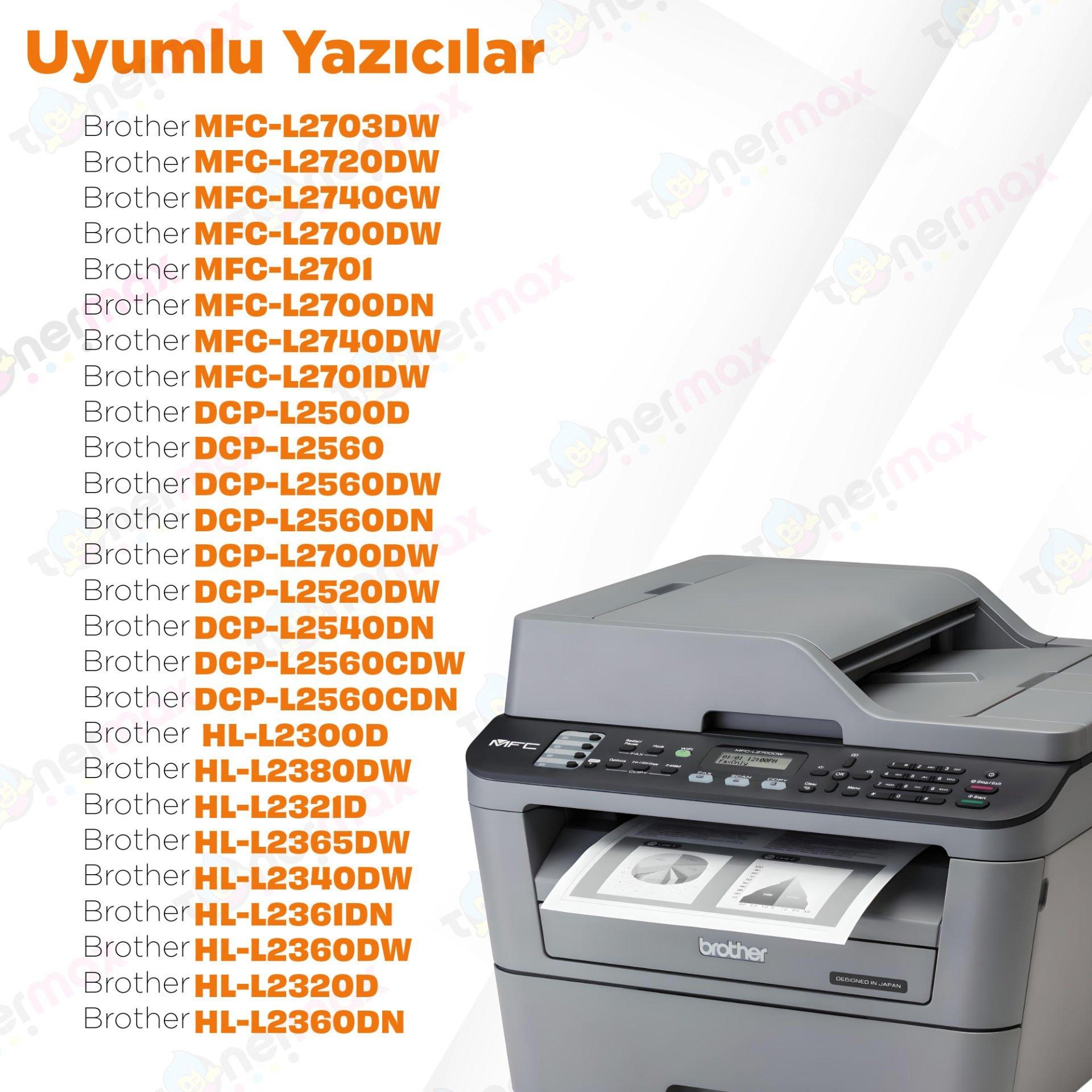 Brother TN-2355 Muadil Toner / DCP-L2500 / DCP-L2520 / DCP-L2540 / HL-L2300 / HL-L2340 / HL-L2360 / HL-L2365 / MFC-L2700 / MFC-L2720 / MFC-L2740