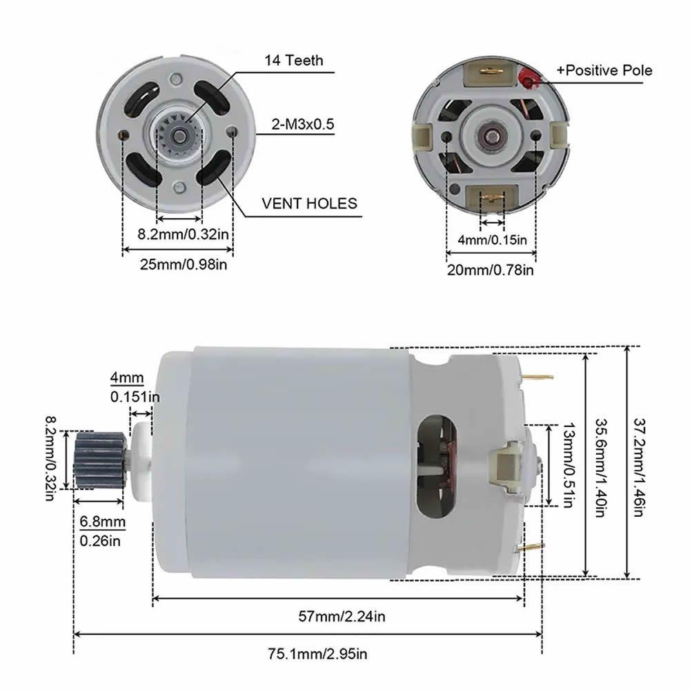 RS550VC DC Motor 21V 28000 U/min – Mit 14 Zähnen Getriebe, 8,2 Mm Welle – Für Elektrosägen