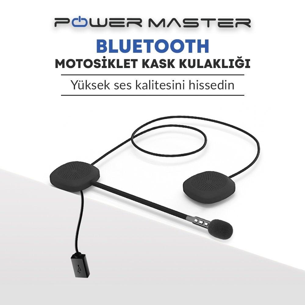 Powermaster PM-14283 Bluetooth'lu Şarjlı Kask İçi Motosiklet Hoparlör ve Mikrofon Seti