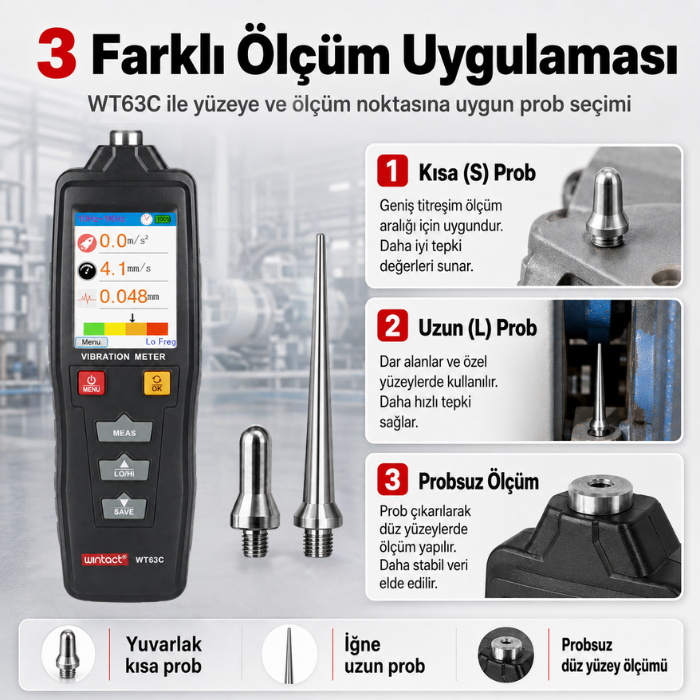 WT63C Vibrasyon Titreşim Ölçer Probları