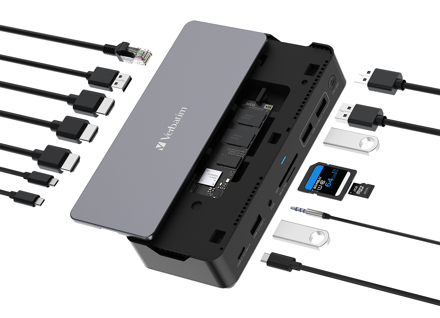 USB-C Pro SSD Yuvalı ve 15 Bağlantı Noktalı Yerleştirme İstasyonu CDS-15S