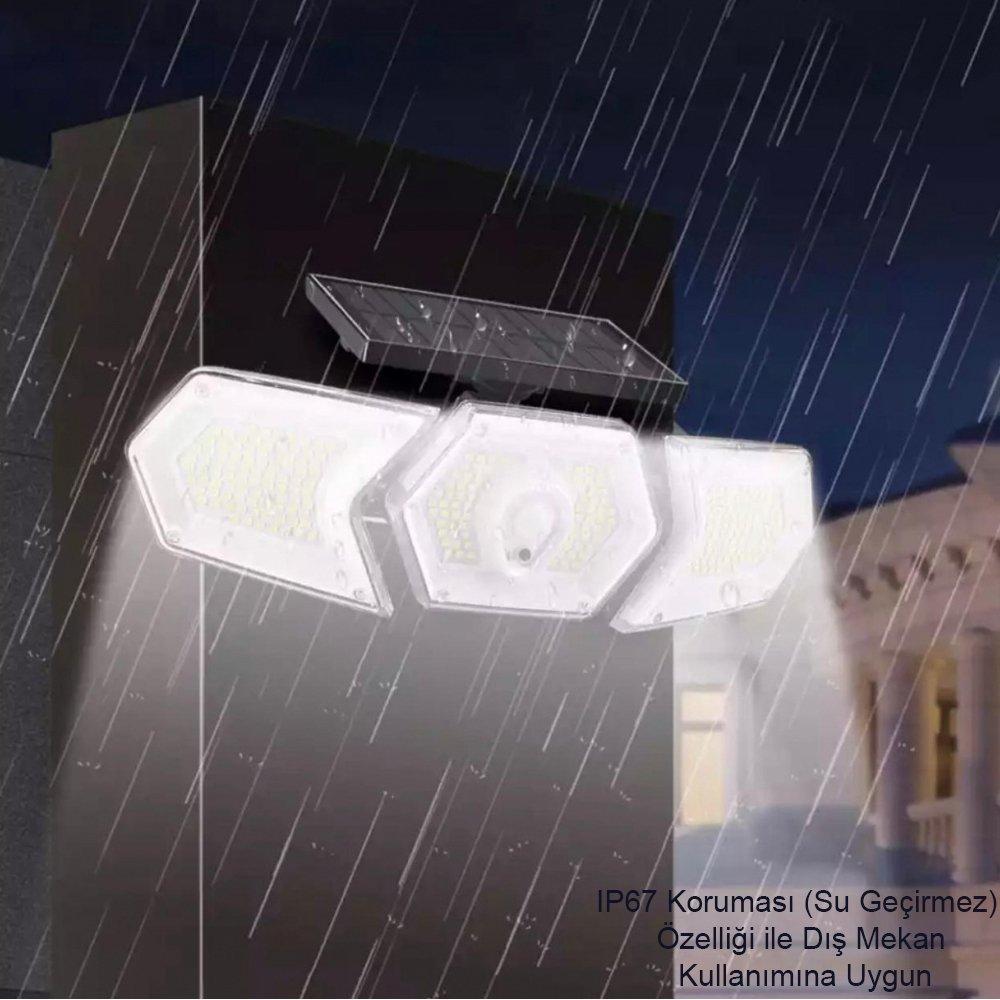  Solar Güneş Enerjili Geniş Açılı Çift Kanatlı 254 SMD Ledli 3 Modlu Beyaz İndüksiyon Lambası W774A