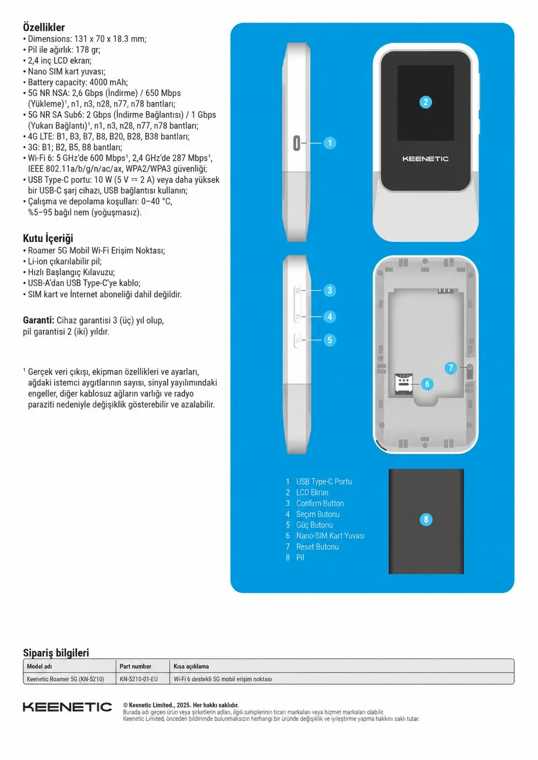 Keenetic Roamer 5G Teknik Detaylar
