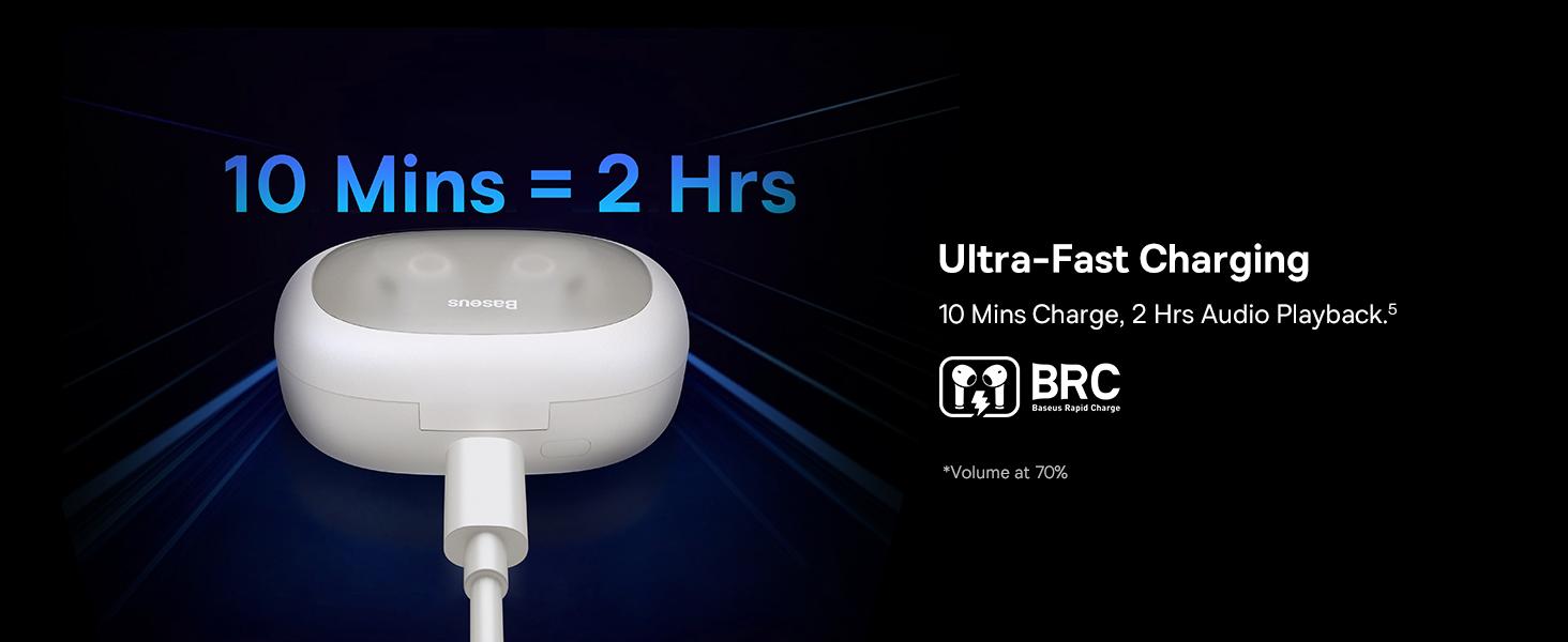Baseus Bowie WM03 True Wireless Earphones - 38H Playtime, Bluetooth 5.3, Ultra-Low Latency, Fast Charging Case, Immersive Audio - White