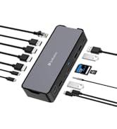 Verbatim USB-C Pro Docking Station, 15'i 1 arada Hub, HDMI 4K ve 8K, USB-A ve U için çoklu bağlantı noktalı adaptör.
