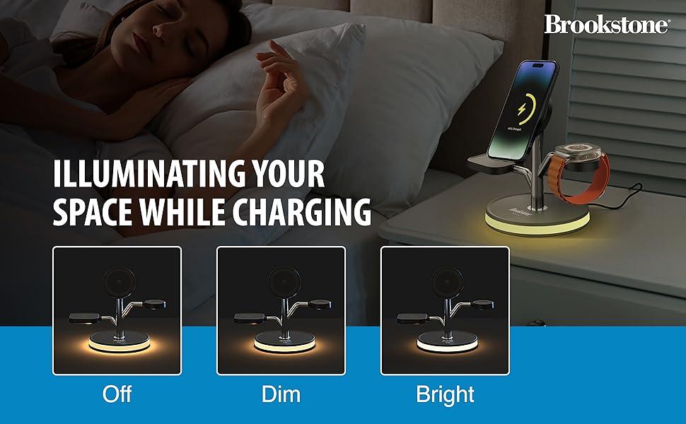 Gece Standı için Dimmibale LED Işık, 3 Seçenek.  Kapalı, Loş, Parlak.