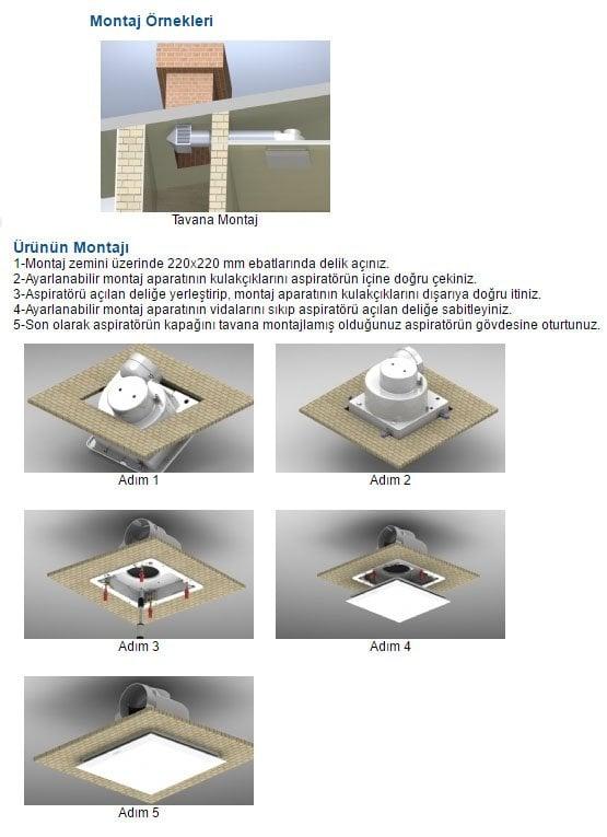 Aircol 250F Tavan Tipi Aspiratör / Fan 