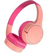 Belkin SoundForm mini kablosuz çocuk kulaklığı, entegre mikrofonlu ve eğlenceli çıkartmalar.