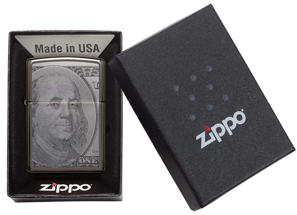 Zippo 49025 Black Ice Currency Design Refillable Windproof Lighter