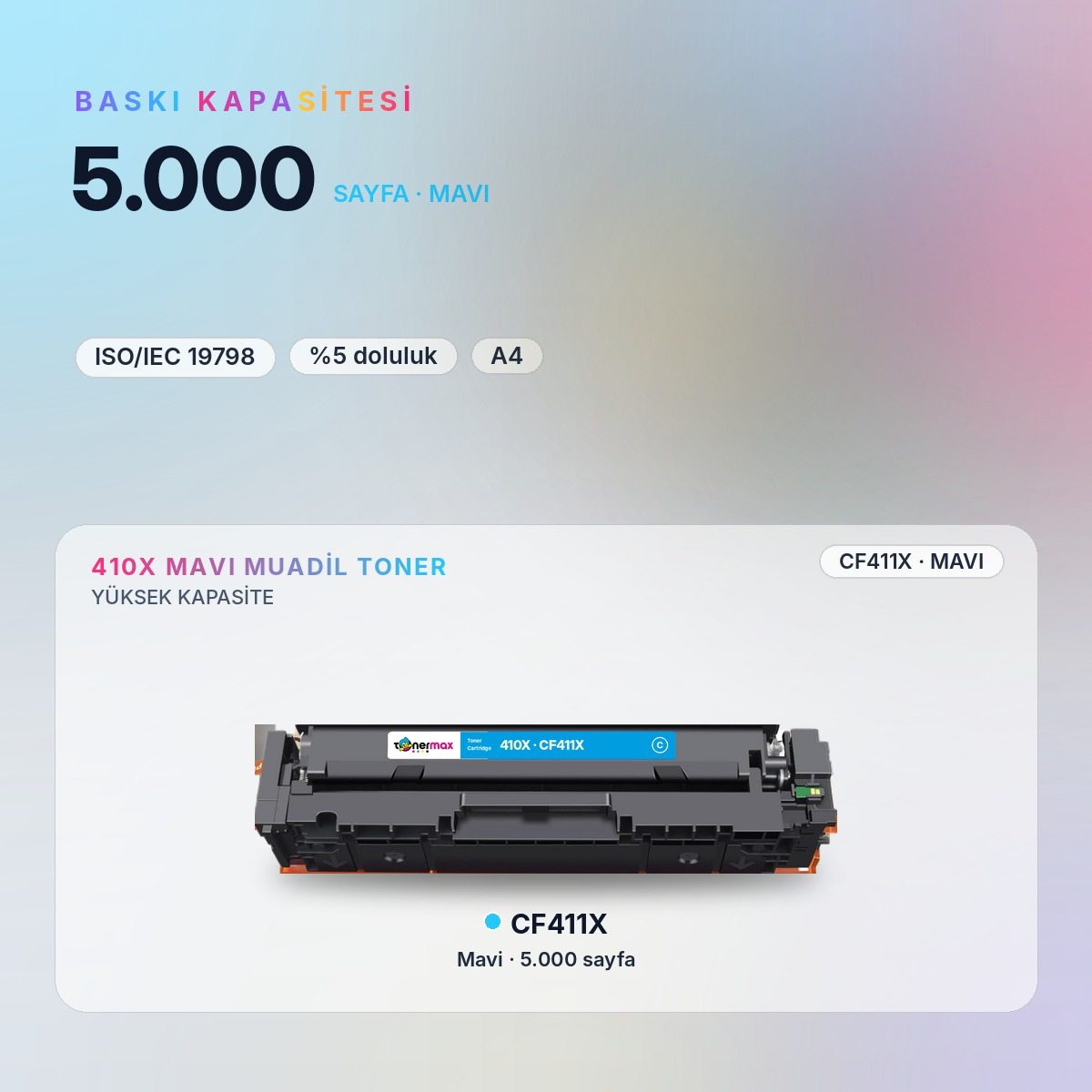 CF411X Mavi Muadil Toner baskı kapasitesi