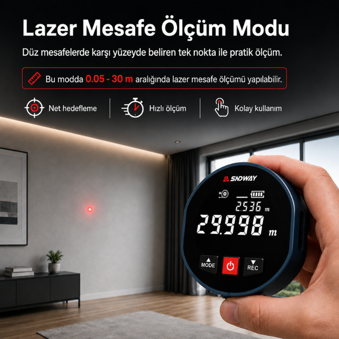 Rulo Mesafe Ölçer Lazer Mesafe Ölçüm Modu