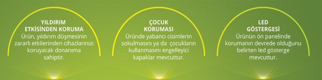Powermaster 2 Usb Girişli 2li Akım Korumalı Priz özellikler