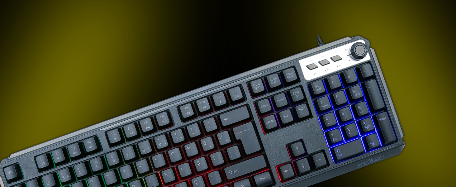 James Donkey JDK104 Rainbow Mekanik Hisli Membran Türkçe Q Gaming 105 Tuş Siyah Klavye