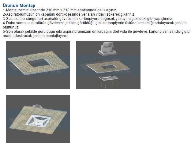 Aircol 250 Tavan Tipi Aspiratör / Fan