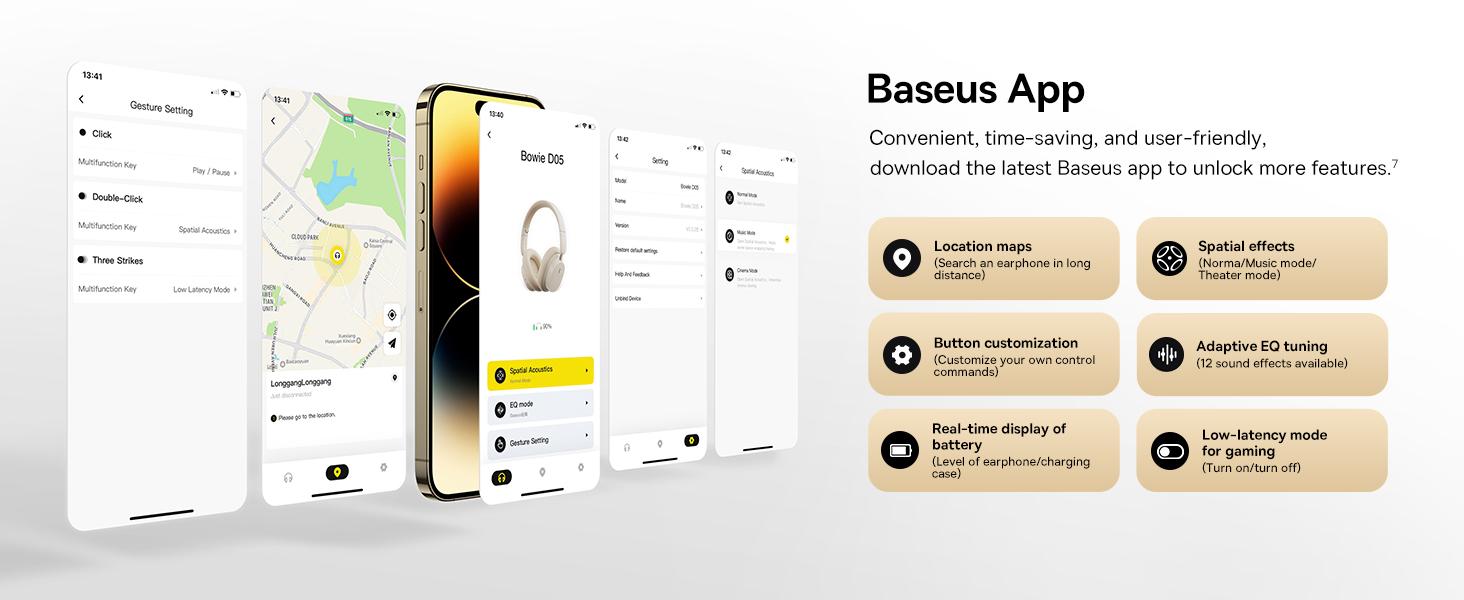 BASEUS Bowie D05 Kablosuz Bluetooth Kulaklık Katlanabilir HiFi Stereo Müzik Kulaklığı