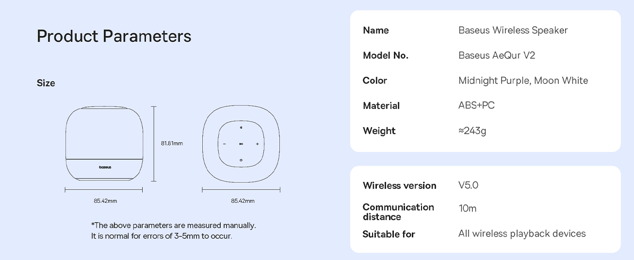 Baseus AeQur V2 Portable Wireless TWS Speaker