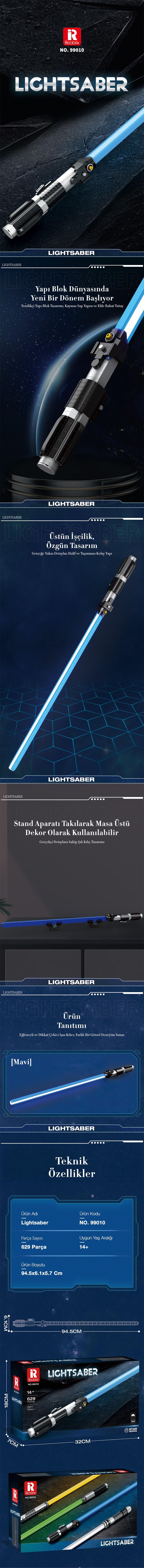 Reobrix Blue Lightsaber 99010 Brick Yapım Seti