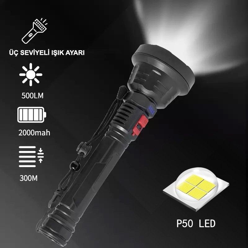 Powermaster L-826 USB Şarjlı 3 Kademeli 500 Lümen Ledli El Feneri İçerik