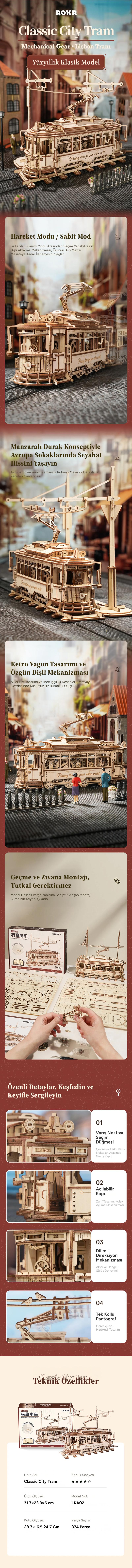 ROKR LK801 Classic City Tramcar 3D Wooden Puzzle