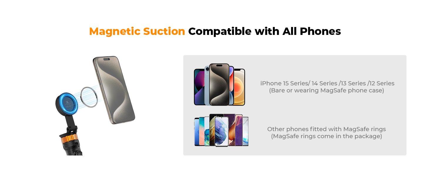 K&F Concept iPhone Uyumlu MagSafe Selfie Çubuğu & Tripod (162cm)