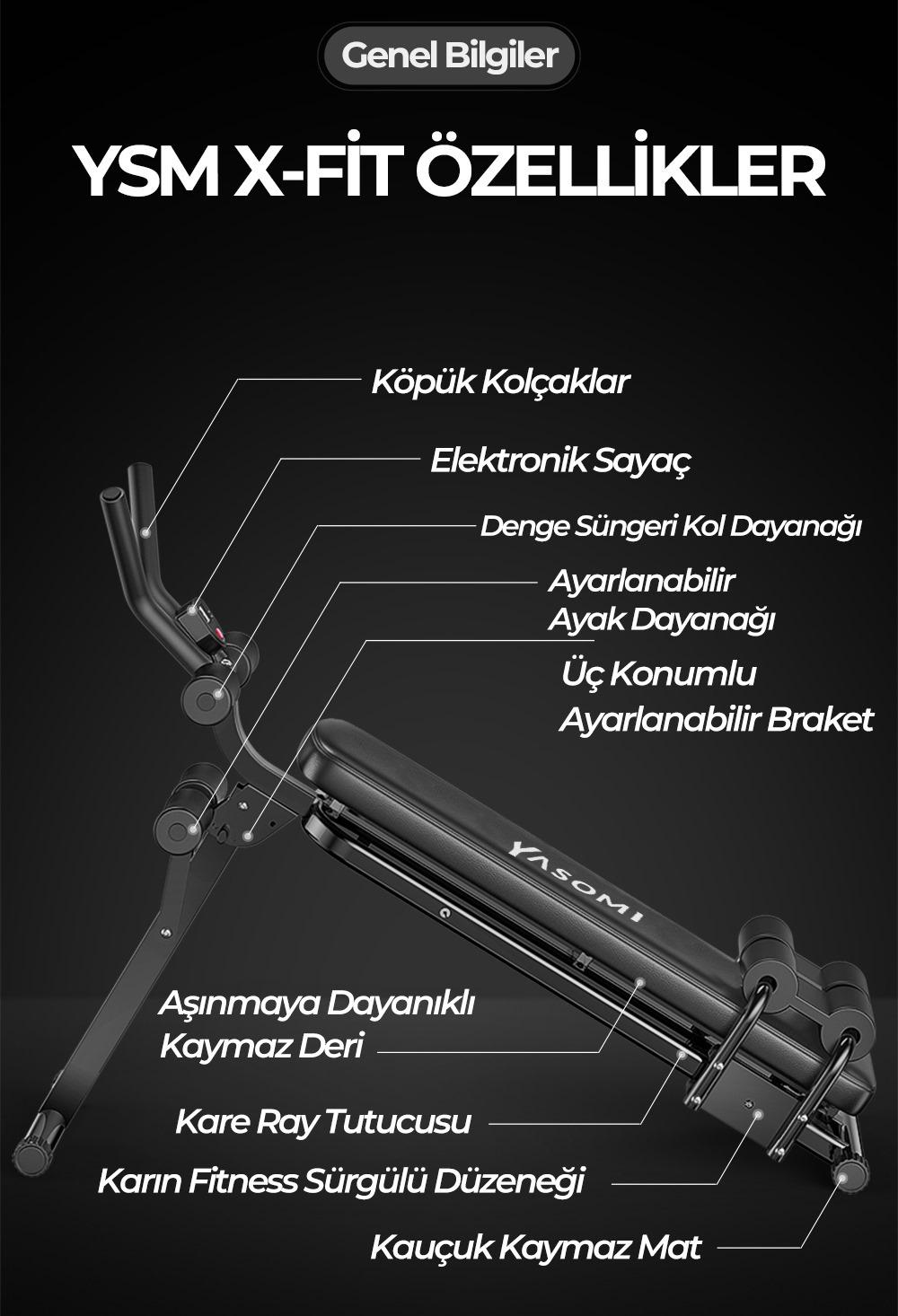 Yasomi YSM X-Fit 120 KG Kapasiteli Çok Fonksiyonlu Spor Oturma Benchi